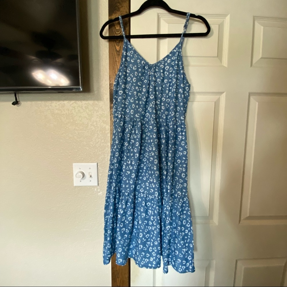 Leopard Denim Midi Dress